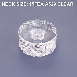 NECK SIZE: 15FEA A529 CLEAR perfume bottle cap reference