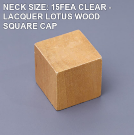 NECK SIZE: 15FEA CLEAR - LACQUER LOTUS WOOD SQUARE CAP perfume bottle cap reference