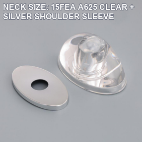 NECK SIZE: 15FEA A625 CLEAR + SILVER SHOULDER SLEEVE perfume bottle cap reference