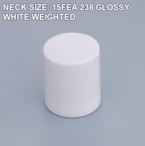 NECK SIZE: 15FEA 238 GLOSSY WHITE WEIGHTED perfume bottle cap reference