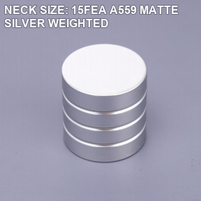 NECK SIZE: 15FEA A559 MATTE SILVER WEIGHTED perfume bottle cap reference