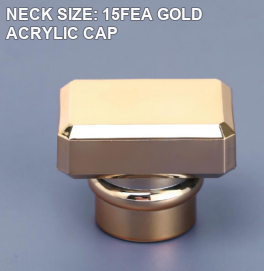 NECK SIZE: 15FEA GOLD ACRYLIC CAP perfume bottle cap reference