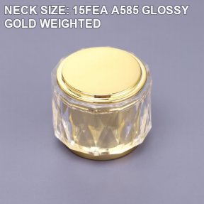 NECK SIZE: 15FEA A585 GLOSSY GOLD WEIGHTED perfume bottle cap reference
