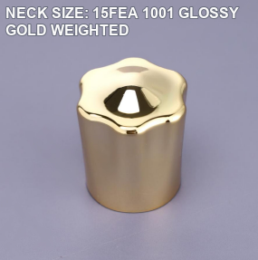NECK SIZE: 15FEA 1001 GLOSSY GOLD WEIGHTED perfume bottle cap reference