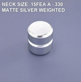 NECK SIZE: 15FEA A - 330 MATTE SILVER WEIGHTED perfume bottle cap reference