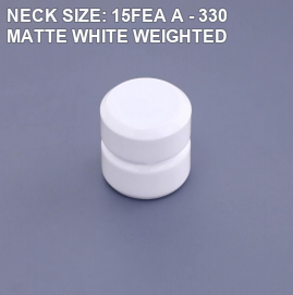 NECK SIZE: 15FEA A - 330 MATTE WHITE WEIGHTED perfume bottle cap reference