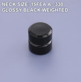 NECK SIZE: 15FEA A - 330 GLOSSY BLACK WEIGHTED perfume bottle cap reference