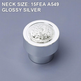 NECK SIZE: 15FEA A549 GLOSSY SILVER perfume bottle cap reference