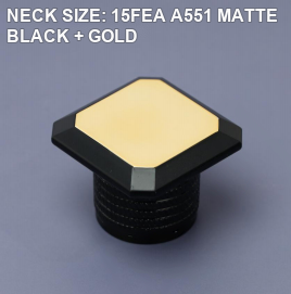 NECK SIZE: 15FEA A551 MATTE BLACK + GOLD perfume bottle cap reference