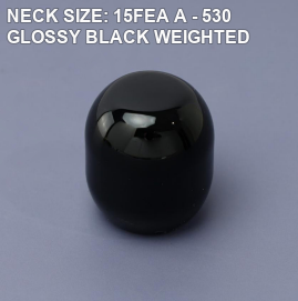 NECK SIZE: 15FEA A - 530 GLOSSY BLACK WEIGHTED perfume bottle cap reference