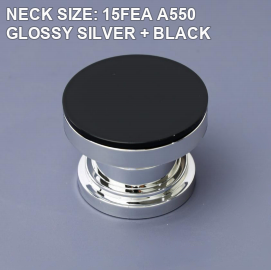 NECK SIZE: 15FEA A550 GLOSSY SILVER + BLACK perfume bottle cap reference