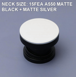 NECK SIZE: 15FEA A550 MATTE BLACK + MATTE SILVER perfume bottle cap reference