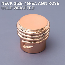 NECK SIZE: 15FEA A563 ROSE GOLD WEIGHTED perfume bottle cap reference