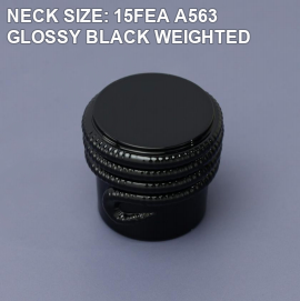 NECK SIZE: 15FEA A563 GLOSSY BLACK WEIGHTED perfume bottle cap reference
