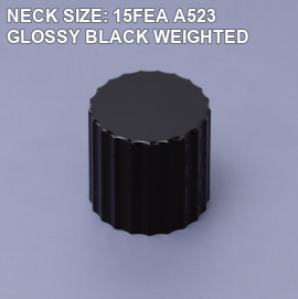 NECK SIZE: 15FEA A523 GLOSSY BLACK WEIGHTED perfume bottle cap reference