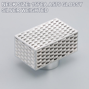NECK SIZE: 15FEA A575 GLOSSY SILVER WEIGHTED perfume bottle cap reference