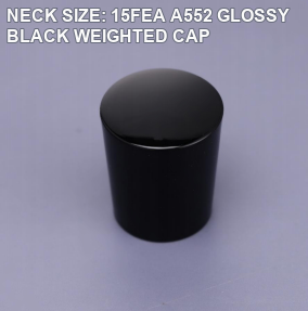 NECK SIZE: 15FEA A552 GLOSSY BLACK WEIGHTED CAP perfume bottle cap reference