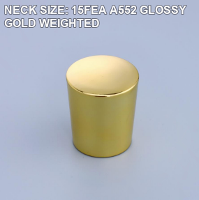 NECK SIZE: 15FEA A552 GLOSSY GOLD WEIGHTED perfume bottle cap reference