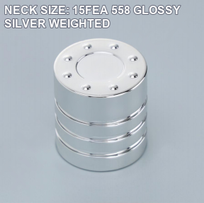 NECK SIZE: 15FEA 558 GLOSSY SILVER WEIGHTED perfume bottle cap reference