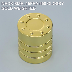NECK SIZE: 15FEA 558 GLOSSY GOLD WEIGHTED perfume bottle cap reference