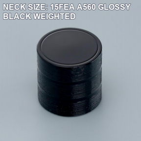 NECK SIZE: 15FEA A560 GLOSSY BLACK WEIGHTED perfume bottle cap reference