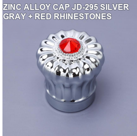 ZINC ALLOY CAP JD-295 SILVER GRAY + RED RHINESTONES perfume bottle cap reference