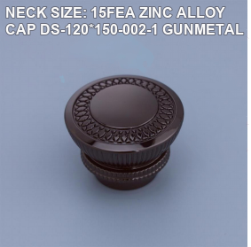 NECK SIZE: 15FEA ZINC ALLOY CAP DS-120*150-002-1 GUNMETAL perfume bottle cap reference