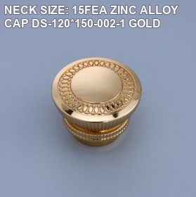 NECK SIZE: 15FEA ZINC ALLOY CAP DS-120*150-002-1 GOLD perfume bottle cap reference