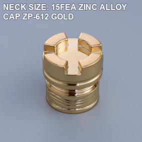 NECK SIZE: 15FEA ZINC ALLOY CAP ZP-612 GOLD perfume bottle cap reference