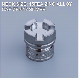 NECK SIZE: 15FEA ZINC ALLOY CAP ZP-612 SILVER perfume bottle cap reference