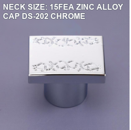 NECK SIZE: 15FEA ZINC ALLOY CAP DS-202 CHROME perfume bottle cap reference