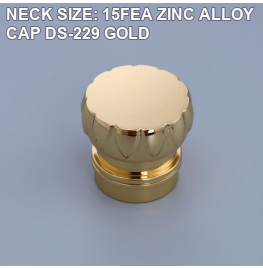 NECK SIZE: 15FEA ZINC ALLOY CAP DS-229 GOLD perfume bottle cap reference