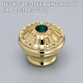 NECK SIZE: 15FEA ZINC ALLOY CAP DS-198-2 GOLD perfume bottle cap reference