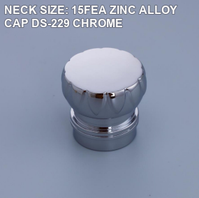 NECK SIZE: 15FEA ZINC ALLOY CAP DS-229 CHROME perfume bottle cap reference