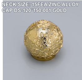 NECK SIZE: 15FEA ZINC ALLOY CAP DS-120*150-001 GOLD perfume bottle cap reference