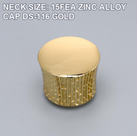 NECK SIZE: 15FEA ZINC ALLOY CAP DS-116 GOLD perfume bottle cap reference