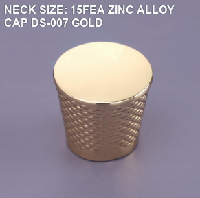 NECK SIZE: 15FEA ZINC ALLOY CAP DS-007 GOLD perfume bottle cap reference