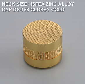 NECK SIZE: 15FEA ZINC ALLOY CAP DS-168 GLOSSY GOLD perfume bottle cap reference