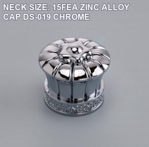 NECK SIZE: 15FEA ZINC ALLOY CAP DS-019 CHROME perfume bottle cap reference