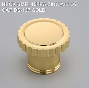 NECK SIZE: 15FEA ZINC ALLOY CAP DS-197 GOLD perfume bottle cap reference