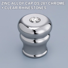 ZINC ALLOY CAP DS-281 CHROME + CLEAR RHINESTONES perfume bottle cap reference
