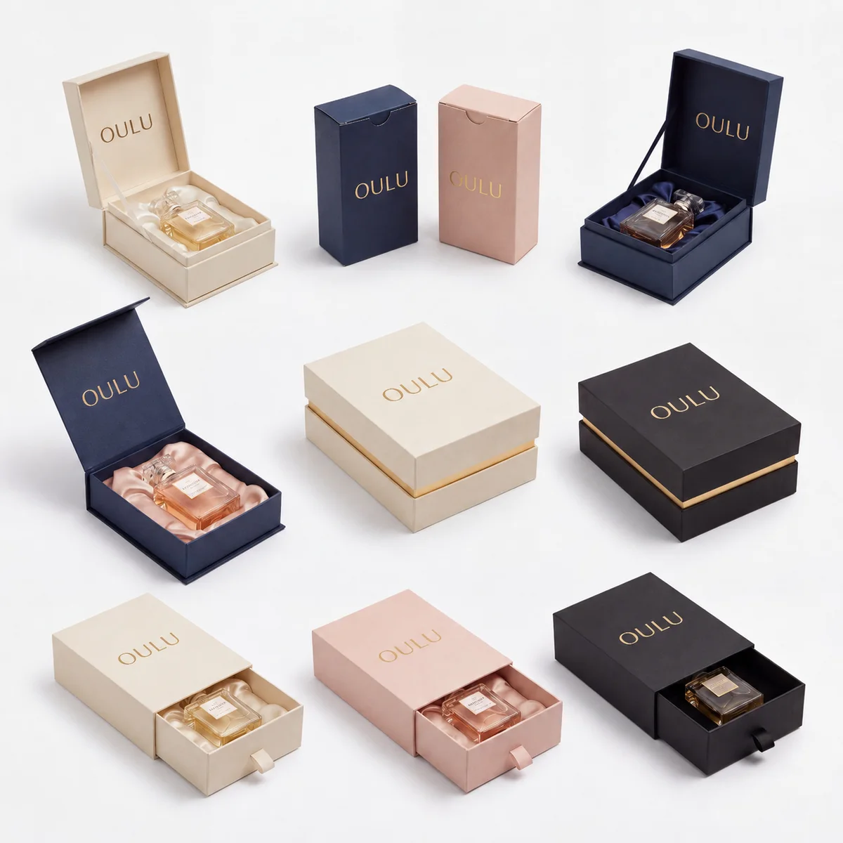 Perfume boxes and fitted inserts for packaging sample review
