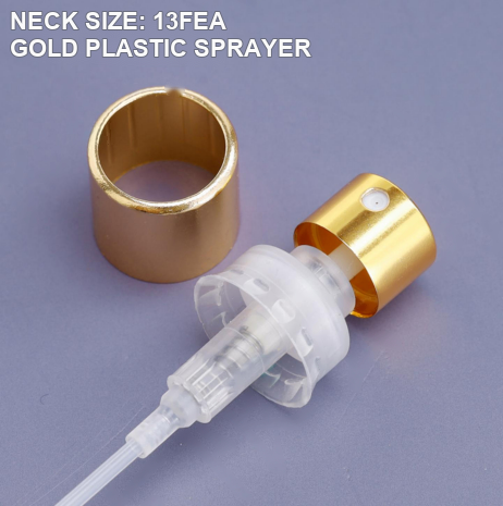 13FEA gold plastic perfume sprayer with dip tube