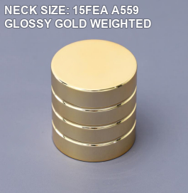 A559 15FEA glossy gold weighted perfume bottle cap