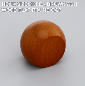 15FEA brown ash wood flat round perfume bottle cap
