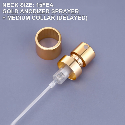 15FEA gold anodized perfume sprayer with medium collar