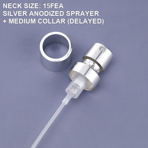 15FEA silver anodized perfume sprayer with medium collar