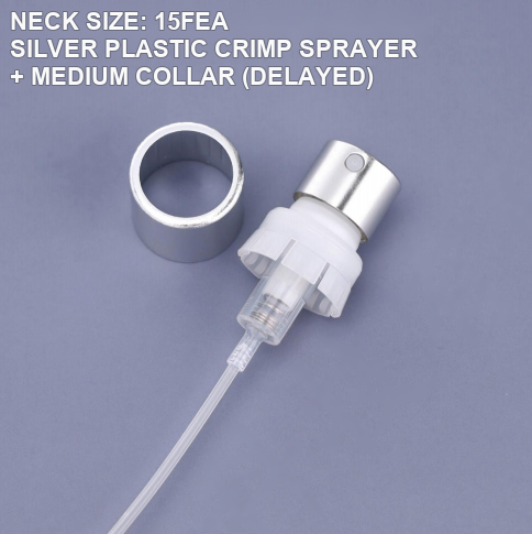 15FEA silver plastic perfume sprayer with medium collar