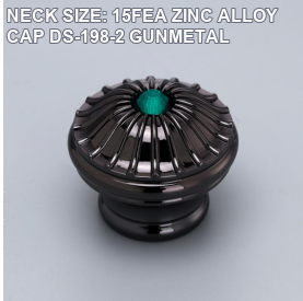 OULU 15FEA DS-198-2 gunmetal zinc alloy perfume bottle cap with green center accent