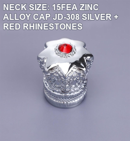 OULU 15FEA JD-308 silver zinc alloy perfume cap with red rhinestones
